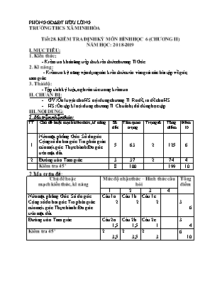 Giáo án Hình học 6 - Tiết 28 Kiểm tra định kỳ môn Hình học 6 (Chương II) - Năm học 2018-2019 - Vi Hùng Sơn
